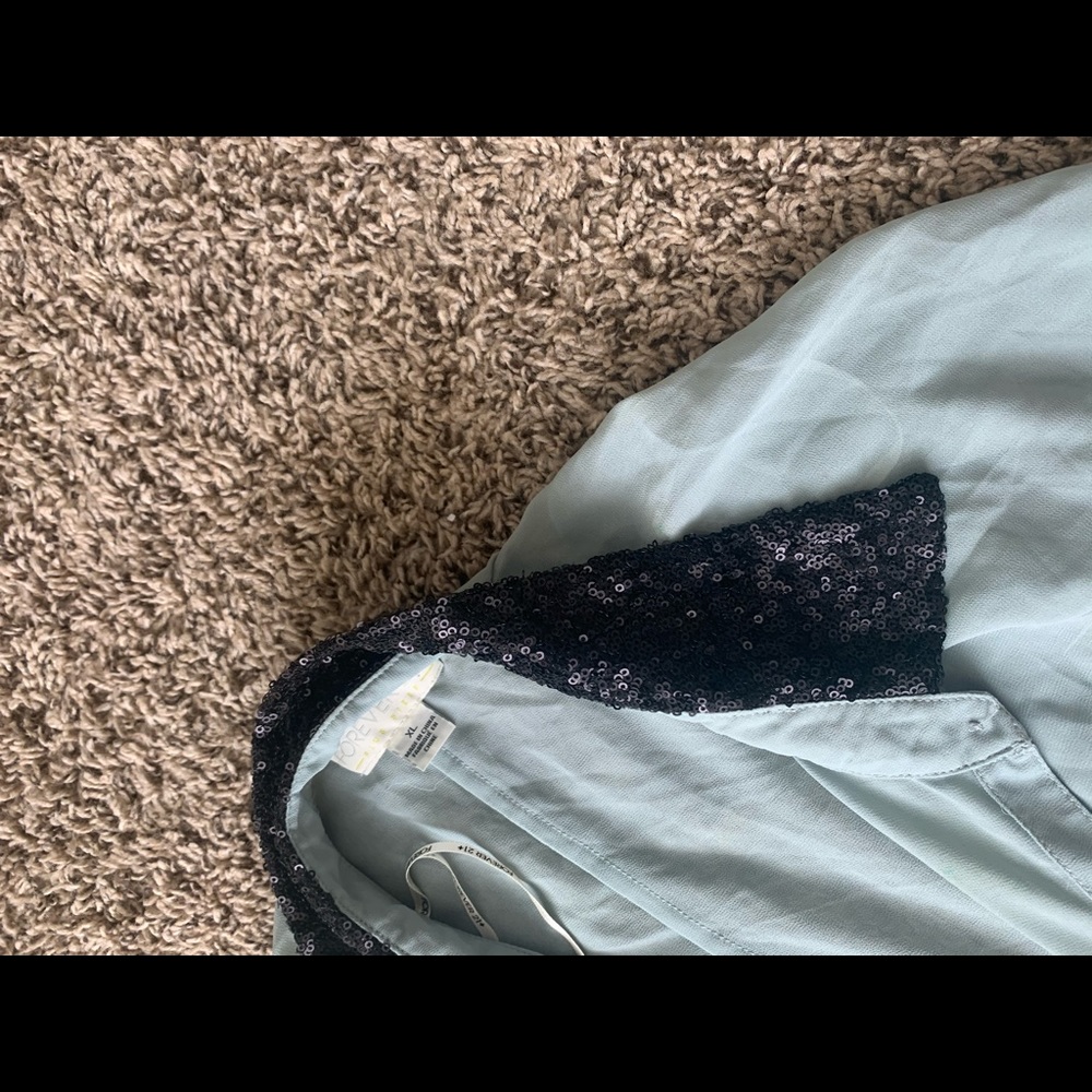 Button Down Blouse With Sequin Collar - image 3